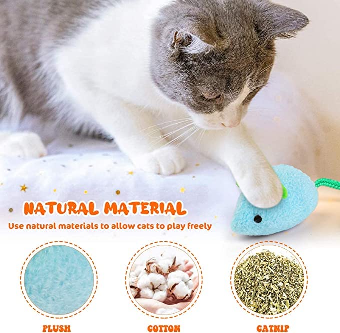 Cat Toy - 6 Pieces Mouse Plush Toys, Realistic Cute Kitten Mice Filled With Catnip