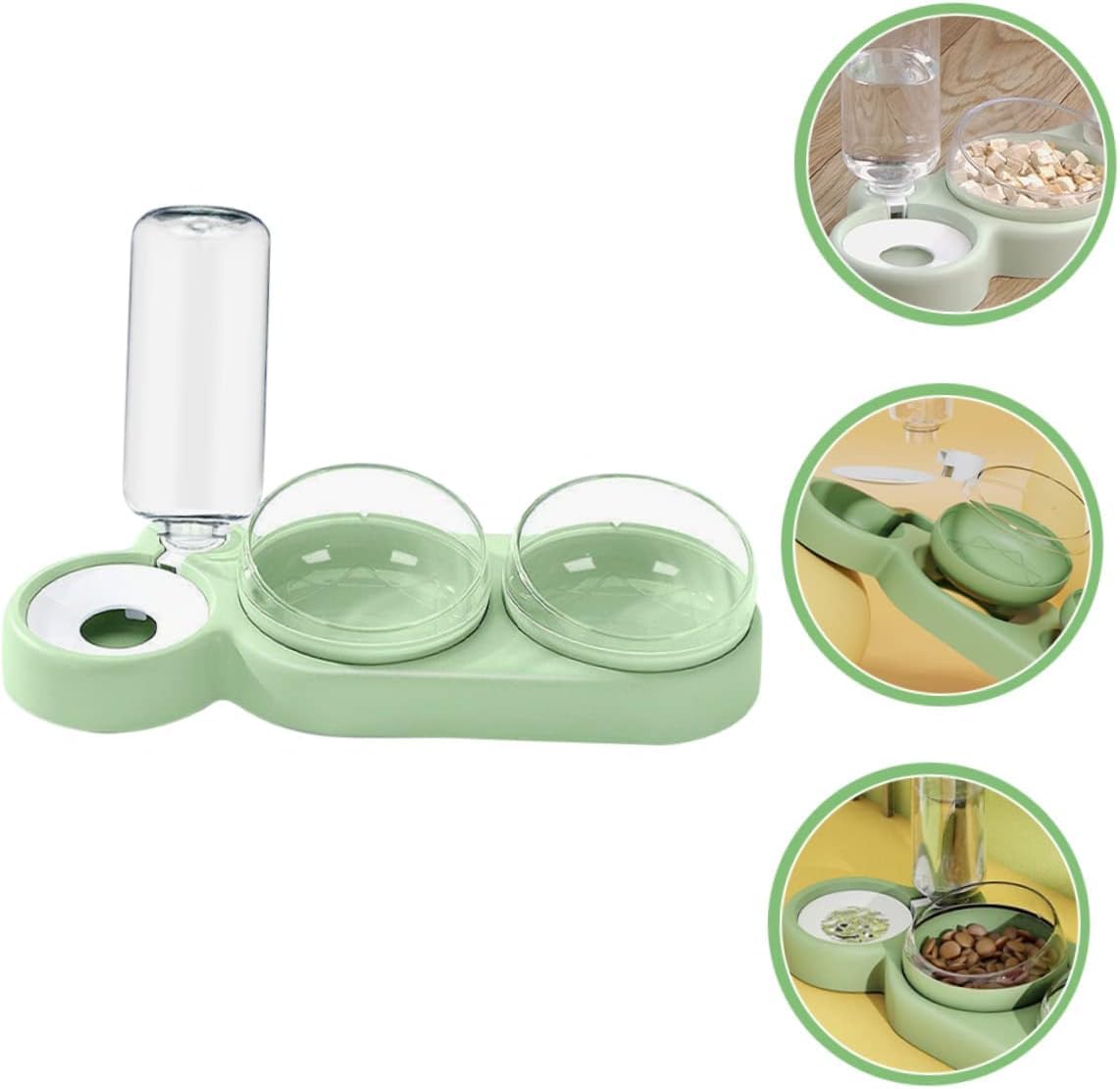 Plastic Pet Water Dispenser-3In1 Pet Double Bowls 2 Food Bowls 1 Water Feeder Set Food Feeder Set For Cats Puppy Small Dogs|Easy Cleaning With Water Bottle For Indoor For Cat Dog