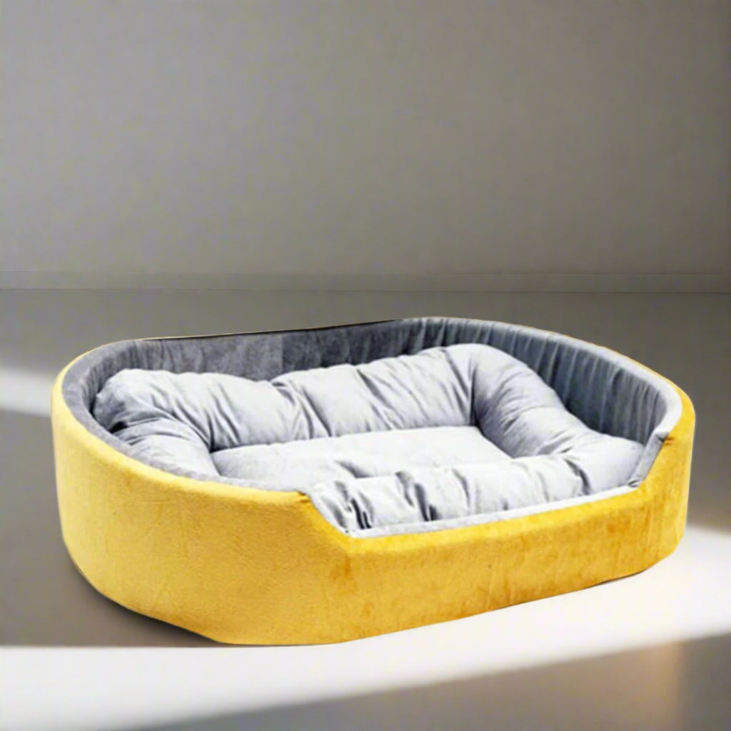 Furry Smile Simple Letest Beds, Sofas & Chair for Dog and Cat (Yellow Grey)