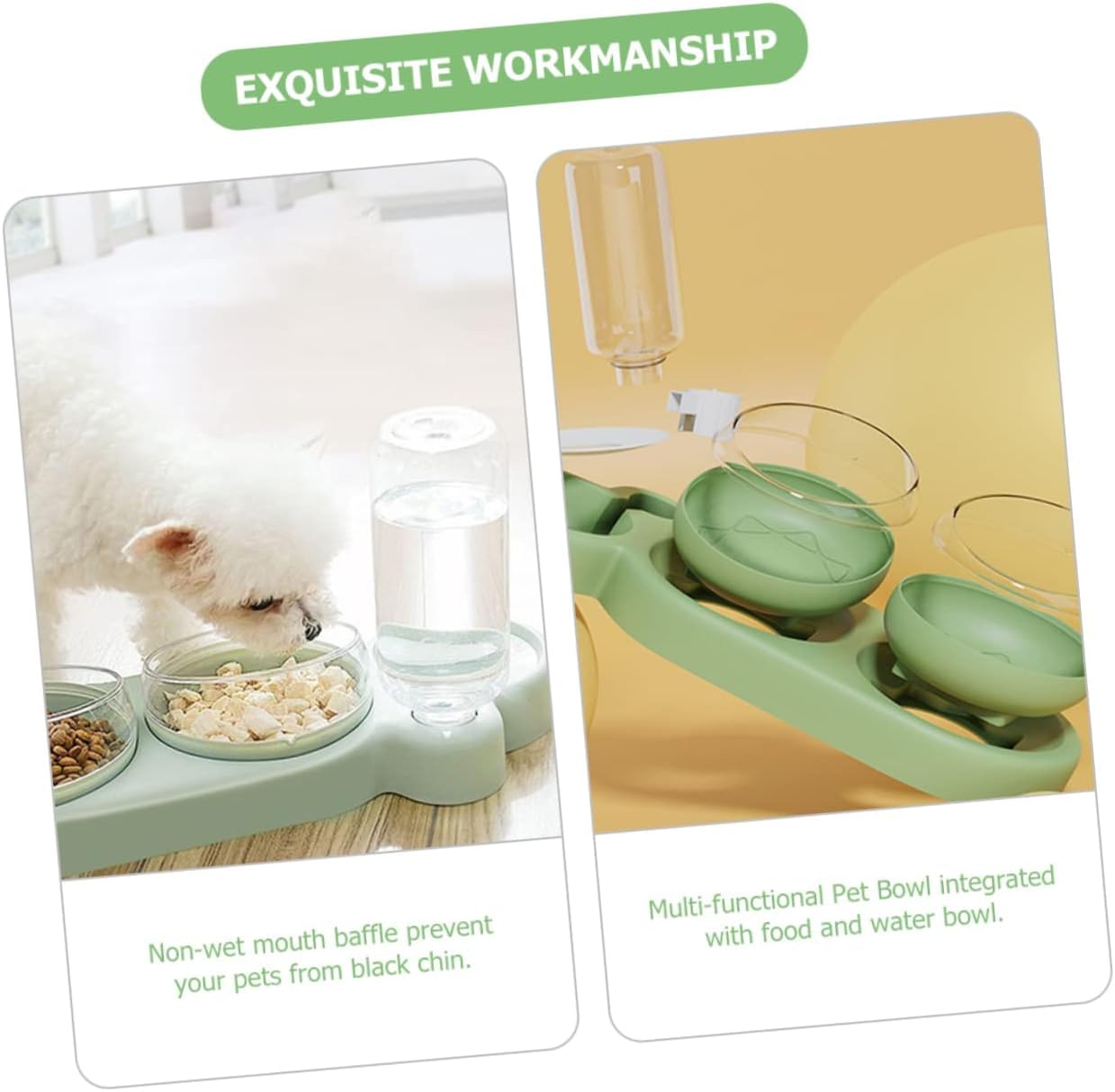 Plastic Pet Water Dispenser-3In1 Pet Double Bowls 2 Food Bowls 1 Water Feeder Set Food Feeder Set For Cats Puppy Small Dogs|Easy Cleaning With Water Bottle For Indoor For Cat Dog