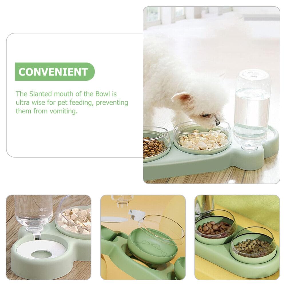Plastic Pet Water Dispenser-3In1 Pet Double Bowls 2 Food Bowls 1 Water Feeder Set Food Feeder Set For Cats Puppy Small Dogs|Easy Cleaning With Water Bottle For Indoor For Cat Dog