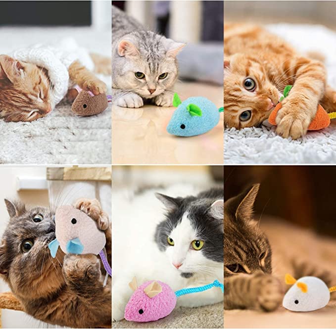 Cat Toy - 6 Pieces Mouse Plush Toys, Realistic Cute Kitten Mice Filled With Catnip