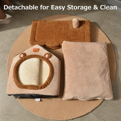 Cute Foldable Cat/Puppy House with Cushion - Petsberg®